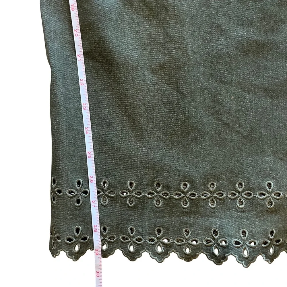 Entro Olive Green Eyelet Hem Wide Leg Jeans Plus Size 1X Scalloped Edge VV1568 - Picture 8 of 9